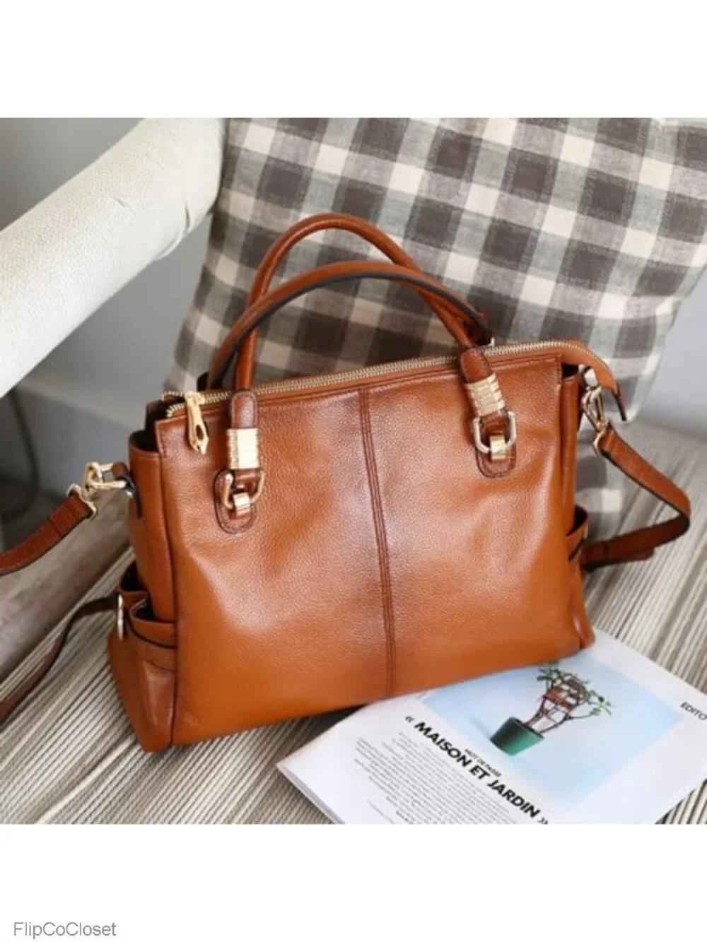 Leather Satchel Tote Shoulder Bag